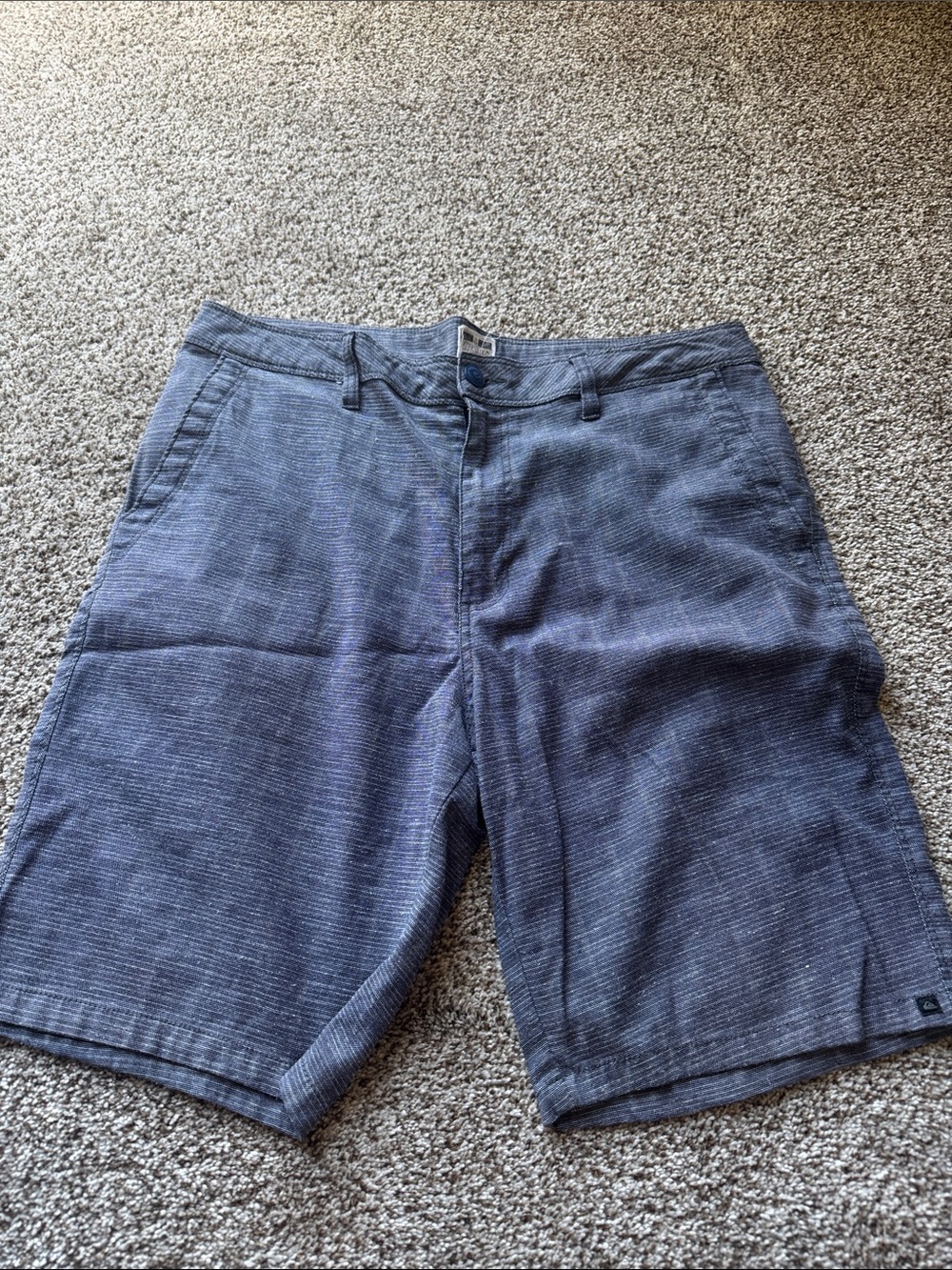 Quiksilver Men's Navy Textured Flat Front Shorts